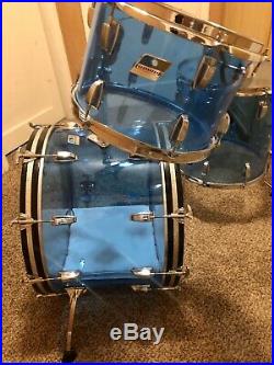 1970s Vintage Ludwig Vistalite Blue 3 Piece Drum Set Kit 12/16/22