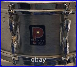 1973 Premier Hi Fi Brushed Metal Snare Drum With Antique Carrying Case