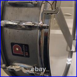 1973 Premier Hi Fi Brushed Metal Snare Drum With Antique Carrying Case