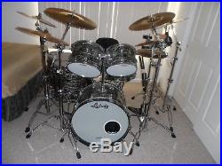 1984 Ludwig Classic Maple 5 Piece Drum Set In Black Oyster Pearl And Dw Hardware