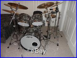 1984 Ludwig Classic Maple 5 Piece Drum Set In Black Oyster Pearl And Dw Hardware