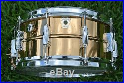 1990 LUDWIG SMOOTH BRONZE LB-552 6-1/2X14 SNARE DRUM with P-85 for YOUR SET! #Z815
