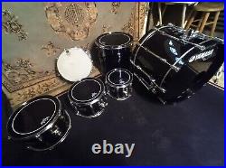 1990 Yamaha recording custom drum set Piano Black 6 PC