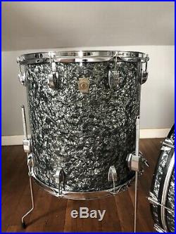 1990's Ludwig USA Classic Maple Black Diamond Pearl Drum Set 13 16 22