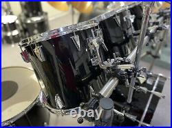 1990's Tama (Japan) Granstar 6-Piece Drum Set with Rack and Hardware Black
