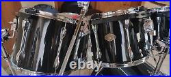 2001 Tama Rockstar 6 piece black drum set with cymbals and hardware