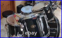 2001 Tama Rockstar 6 piece black drum set with cymbals and hardware