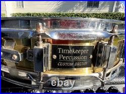 3.5x14 Piccolo Brass Snare Drum made by Timekeeper Percussion Custom Drums