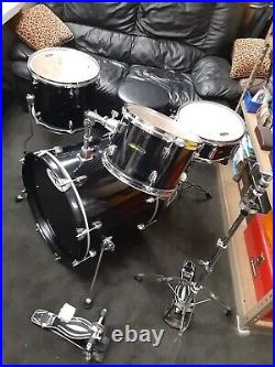 4 Drum Set SPL Black 20 Bass 14 12 13 Stands Throne Pedal GREAT Soundin Kit