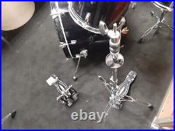 4 Drum Set SPL Black 20 Bass 14 12 13 Stands Throne Pedal GREAT Soundin Kit