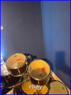 4-Piece Acoustic Drum Kit Bass Snare Tom Floor Tom Wood/Metal Analog