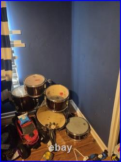 4-Piece Acoustic Drum Kit Bass Snare Tom Floor Tom Wood/Metal Analog