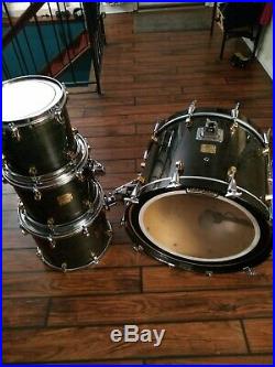 4 Piece Yamaha Maple Custom Drum Set with Cases and May Mics