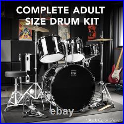 5 Piece Full Size Adult Drum Set Complete Kit Cymbals Stool Dark Cherry Sunburst