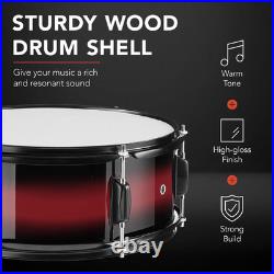 5 Piece Full Size Adult Drum Set Complete Kit Cymbals Stool Dark Cherry Sunburst