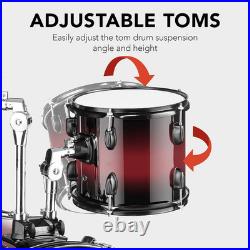 5 Piece Full Size Adult Drum Set Complete Kit Cymbals Stool Dark Cherry Sunburst