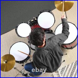 5 Piece Full Size Adult Drum Set Complete Kit Cymbals Stool Dark Cherry Sunburst