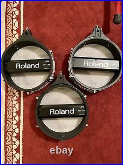 5 Roland 3 Pd-120 2 Pd-100 And Kd 120 V Drum Pad Set Red