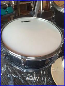 5PC Sunlite Drumset Black Lightly Used Maple 3T/1B/1S/2/C