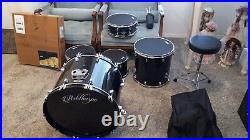 5pc Complete Full Size Pro Adult Drum Set Kit Remo Heads, Zildjian Cymbals