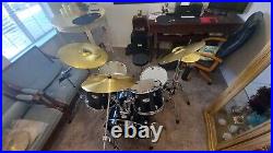 5pc Complete Full Size Pro Adult Drum Set Kit Remo Heads, Zildjian Cymbals