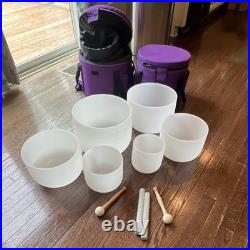 6 piece Crystal Bowl Drum Set with Bonus Drum and Carrying Cases