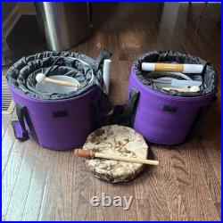 6 piece Crystal Bowl Drum Set with Bonus Drum and Carrying Cases