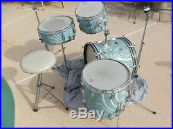 60's Slingerland Psychedelic Jazz Be-bop Drum Set Aqua Satin Flame20,14,12,5.514