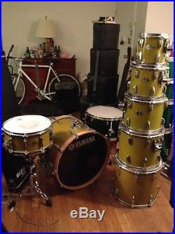 7 Piece Yamaha Beech Custom Drum Set Kit Yellow Pear Frank Katz of Brand X owned