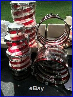 70's Ludwig Vistalite C Pattern Red Swirl Concert Tom Drum Set 10 PIECES TOTAL