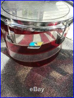 70's Ludwig Vistalite C Pattern Red Swirl Concert Tom Drum Set 10 PIECES TOTAL