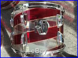 70's Ludwig Vistalite C Pattern Red Swirl Concert Tom Drum Set 10 PIECES TOTAL