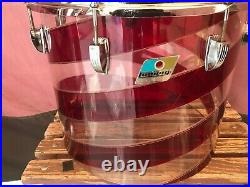 70's Ludwig Vistalite C Pattern Red Swirl Concert Tom Drum Set with Stands
