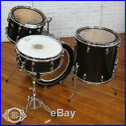 70s Slingerland Krupa Deluxe Sparkling Black Pearl vintage drum set with snare