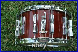 80s LUDWIG USA 8X14 COLISEUM NATURAL RED MAHGANY SNARE DRUM for YOUR SET! #G457