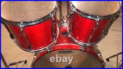 90's Pearl 7pc Export Series Drum Set Kit Vintage Red Lacquer With Cymbals
