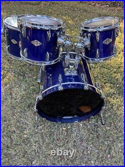 90s Yamaha Beech Custom 4 Piece Drum Kit Made in Japan Blueberry 22 14 12 10