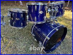 90s Yamaha Beech Custom 4 Piece Drum Kit Made in Japan Blueberry 22 14 12 10