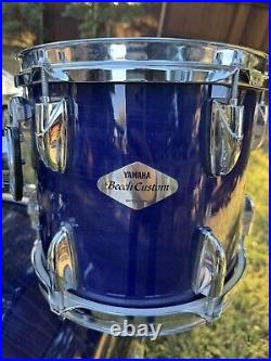 90s Yamaha Beech Custom 4 Piece Drum Kit Made in Japan Blueberry 22 14 12 10