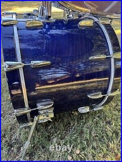 90s Yamaha Beech Custom 4 Piece Drum Kit Made in Japan Blueberry 22 14 12 10