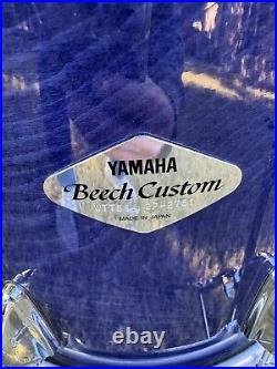 90s Yamaha Beech Custom 4 Piece Drum Kit Made in Japan Blueberry 22 14 12 10