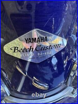 90s Yamaha Beech Custom 4 Piece Drum Kit Made in Japan Blueberry 22 14 12 10