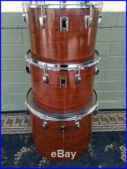 A Very Clean Set Of 1973-74 Ludwig Mahogany Cortex Concert Toms 13, 14, 16