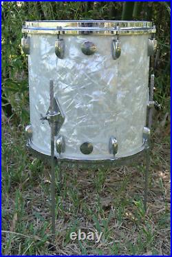 ADD this RARE GRETSCH 14 WHITE PEARL 4417 FLOOR TOM to YOUR DRUM SET TODAY A765