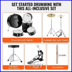 Adult Drum Set 5-Piece 22 in Complete Full Size Drum Kit with Throne Stand