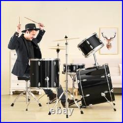 Adult Drum Set 5-Piece 22 in Complete Full Size Drum Kit with Throne Stand