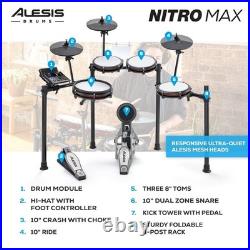 Alesis Nitro Max Kit Electric Drum Set with Quiet Mesh Pads
