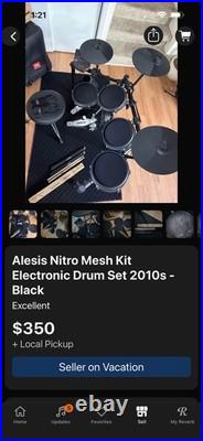 Alesis Nitro Mesh Kit Electronic Drum Set 2010s Black Excellent, Hardly Used