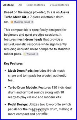 Alesis Turbo Mesh Kit Electric Drum Set with 100+ Sounds, Quiet Mesh Drum Pads