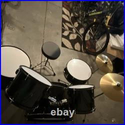 Amazon Basics Acoustic Drum Kit Black Hybrid Shell with Bass, Snare, Toms, Stand
